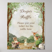 Woodland Baby Shower Diaper Raffle Poster (Vorne)
