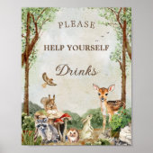 Woodland Baby Shower Drinks Station Poster (Vorne)