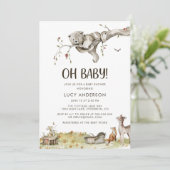 Woodland Baby Shower Einladung (Stehend Vorderseite)