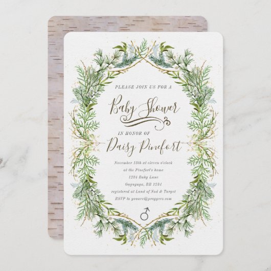 Woodland Baby Shower Einladung (Vorne/Hinten)