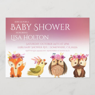 Woodland Baby Shower Einladung