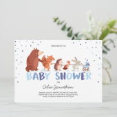 Woodland Baby Shower Einladung Boy Forest Animals (Stehend Vorderseite)