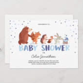 Woodland Baby Shower Einladung Boy Forest Animals (Vorne/Hinten)