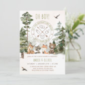 Woodland Baby Shower Einladung Camping einladen (Stehend Vorderseite)