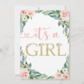 Woodland Baby Shower Einladung, es ist ein Mädchen Einladung (Rückseite)