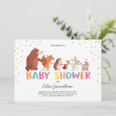 Woodland Baby Shower Einladung Forest Animals (Stehend Vorderseite)