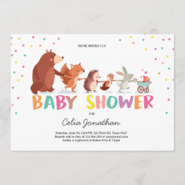 Woodland Baby Shower Einladung Forest Animals