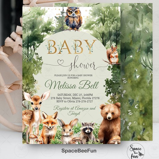 Woodland Baby Shower Einladung, Gender Neutral Wo Einladung
