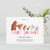 Woodland Baby Shower Einladung Girl pink Animes (Stehend Vorderseite)