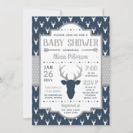 Woodland Baby Shower Einladung, Marine, Grau Einladung