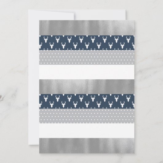 Woodland Baby Shower Einladung, Marine, Grau Einladung (Rückseite)