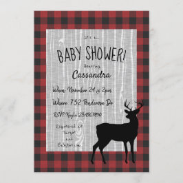 Woodland Baby Shower Einladung - Rot/Schwarz