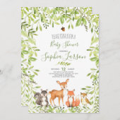 Woodland Baby Shower Einladung Waldtiere (Vorne/Hinten)