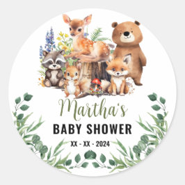 Woodland Baby Shower Einladung | Waldtiere Runder Aufkleber