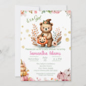 Woodland Baby Shower Fall Pumpkin Girl Einladung (Vorderseite)