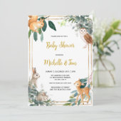 Woodland Baby Shower Forest Animals Einladung (Stehend Vorderseite)