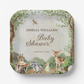 Woodland Baby Shower Forest Animals Greenery Pappteller (Vorderseite)