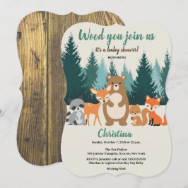 Woodland Baby Shower Forest Animals Grüne Einladung