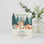 Woodland Baby Shower Forest Animals Grüne Invit Einladung (Stehend Vorderseite)