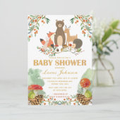 Woodland Baby Shower Forest Animes Einladung (Stehend Vorderseite)