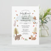 Woodland Baby Shower Forest Animes Einladung (Stehend Vorderseite)