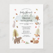 Woodland Baby Shower Forest Animes Einladungspostkarte (Vorderseite)