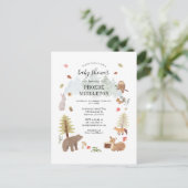 Woodland Baby Shower Forest Animes Einladungspostkarte (Stehend Vorderseite)
