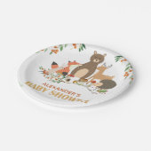 Woodland Baby Shower Forest Animes Pappteller (Schrägansicht)