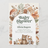 Woodland Baby Shower Fox Deer Bear Gender Neutral Einladung (Vorderseite)