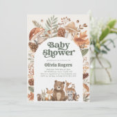 Woodland Baby Shower Fox Deer Bear Gender Neutral Einladung (Stehend Vorderseite)