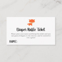 Woodland Baby Shower Fox Diaper Raffel Ticket