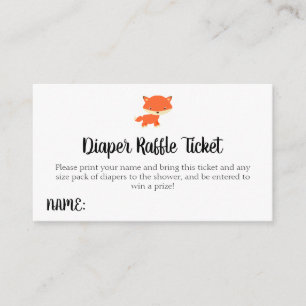 Woodland Baby Shower Fox Diaper Raffel Ticket Begleitkarte