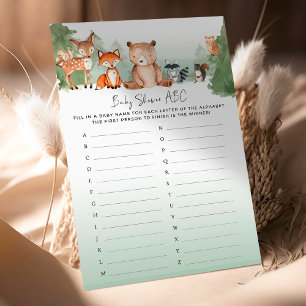 Woodland Baby Shower Game Dusche ABC
