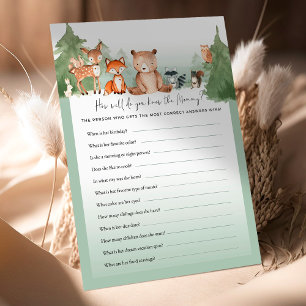 Woodland Baby Shower Game Kennen Sie Mommy?