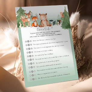 Woodland Baby Shower Game OVER oder UNDER?