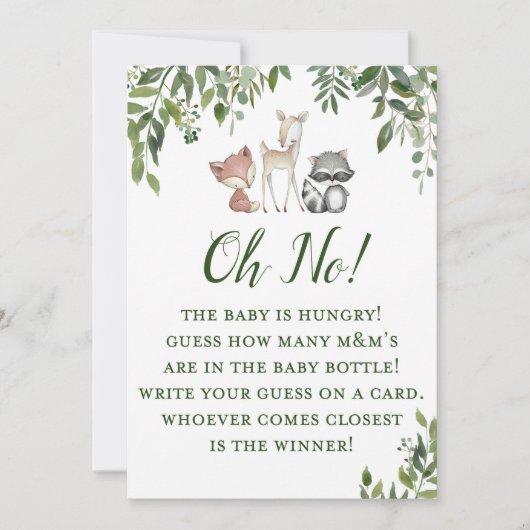 Woodland Baby Shower Game - Schätzung wie viele Einladung (Vorderseite)