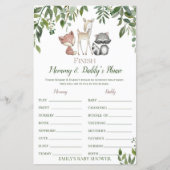 Woodland Baby Shower Game - Schluss mit der Phrase (Vorderseite)