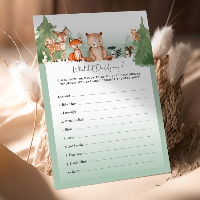 Woodland Baby Shower Game Was hat Papa gesagt? (Von Creator hochgeladen)