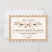 Woodland Baby Shower Gingham Dankeskarte (Vorderseite)