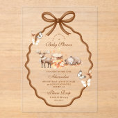 Woodland Baby Shower Gingham Fall Acryleinladungen (Vorderseite)