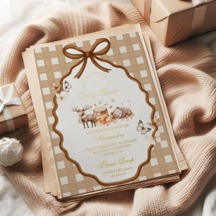 Woodland Baby Shower Gingham Fall Folieneinladung