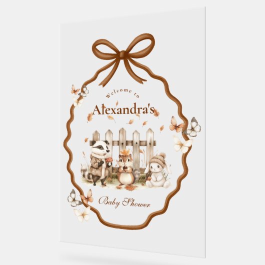Woodland Baby Shower Gingham Neutral Acrylschild (Winkel)