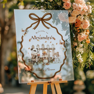 Woodland Baby Shower Gingham Neutral Acrylschild
