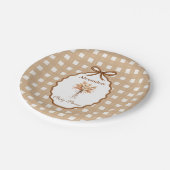 Woodland Baby Shower Gingham Neutral Pappteller (Schrägansicht)