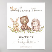 Woodland Baby Shower Greenerity Willkommenspender Poster (Vorne)
