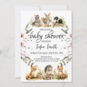 Woodland Baby Shower Grünwald Einladung (Vorderseite)