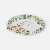 Woodland Baby Shower Grünwald Tier Pappteller (Schrägansicht)