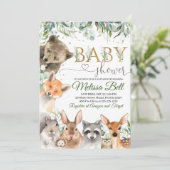 Woodland Baby Shower Invasionboy, Bärenfuchs Einladung (Stehend Vorderseite)
