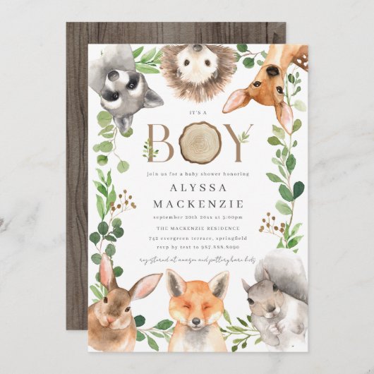 Woodland Baby Shower Invitation Einladung (Vorne/Hinten)