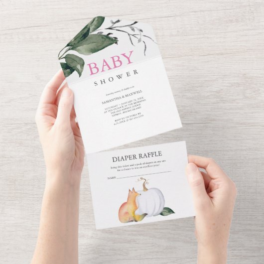 Woodland Baby Shower Invites All In One Einladung (Abreißen)